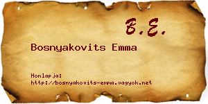 Bosnyakovits Emma névjegykártya